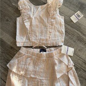 Andy & Evan Multicolor Striped Ruffle Top and Skirt Set